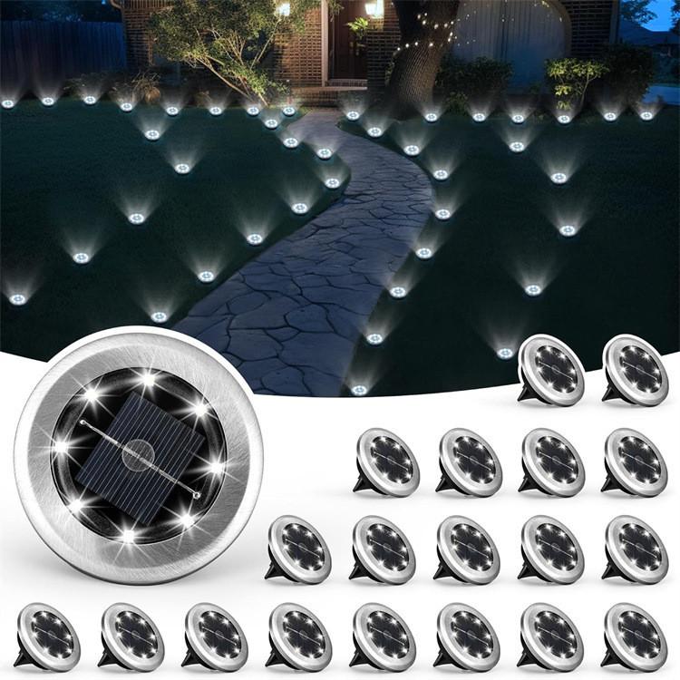 Outdoor Solar Garden Lights With Stainless Steel Embeded Design For Pathway Illumination