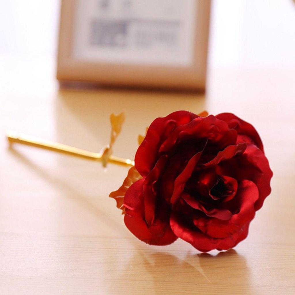 Nova folha de ouro banhada a rosa decoração de casa flor artificial presentes de natal dia dos namorados