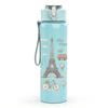 1PC Paris European Building Sticker Collage 750ml Color Plastic Sports Water Bottle Leakproof Flip Straw Lid Suitable for Sports Office Home Use