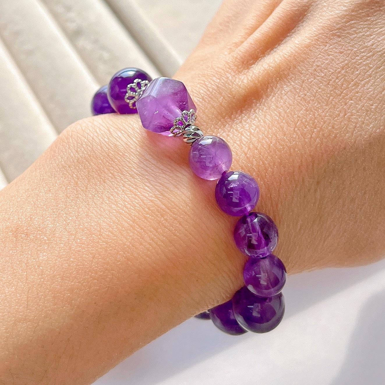 8Mm Natural Amethyst Design Bracelet Bracelet