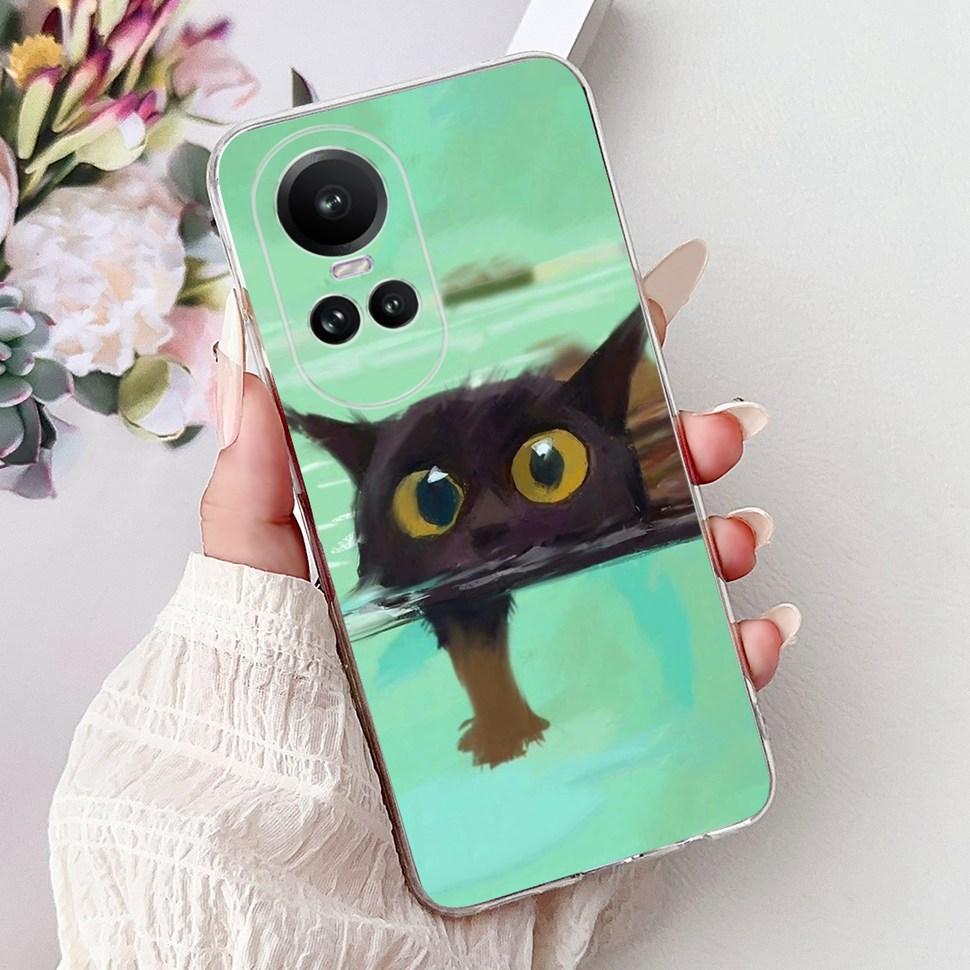 For OPPO Reno10 5G Case CPH2531 Luxury Cat Cartoon Cover Clear Silicone Soft TPU Phone Case For OPPO Reno 10 Reno10 Back Covers