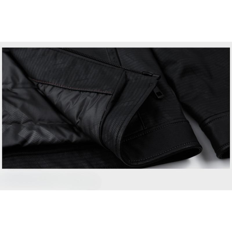 Thickened Genuine Leather Jacket for Men, Sheepskin Lapel Leather Jacket, Warm Casual Down Jacket, Fur Integrated Jacket