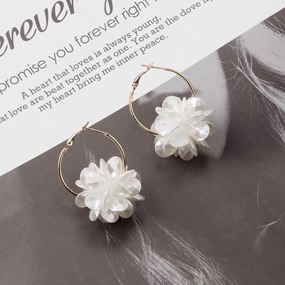 Three-Dimensional Floral Pearl Earrings: Elegant, Versatile Hoops for a Chic, Feminine Look