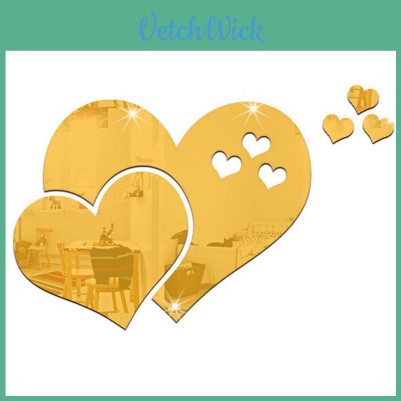 Stunning 3d Love Heart Mirror Wall Stickers Decal For Elegant Room Decoration