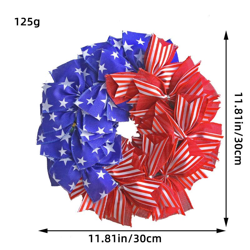 

Вінок до Дня Незалежності для підвішування на двері, Домашні тканинні прикраси, Святкові віконні декорації J3-17 red and white stripes 30CM