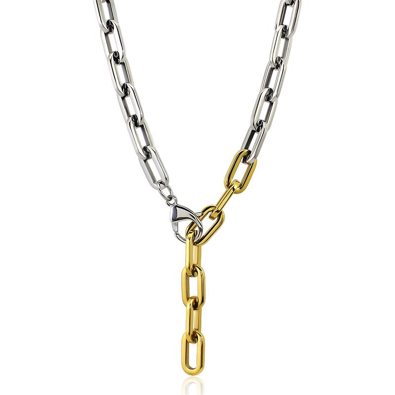 Two Tone Color Choker Necklace for Women Men with Long Chain Charm Pendant Big Cool Necklace Party Jewelry Necklace Bracelet Set