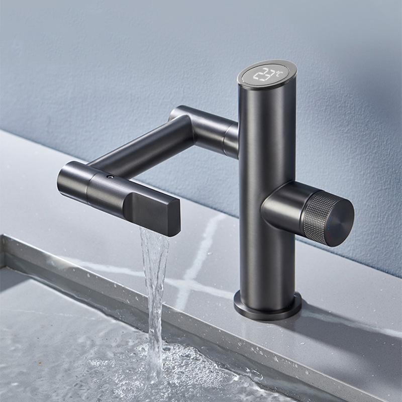 Modern Intelligent Digital Display Waterfall Taps Sink Faucet 1080 Degree Basin Faucets Bathroom Faucet Hot and Cold Water Mixer