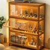 PFLife Figure Case Wooden Transparent Panel Cabinet Display Case Shelf Collection Rack Figure Goods Large Capacity Japanese Style Display Case Display