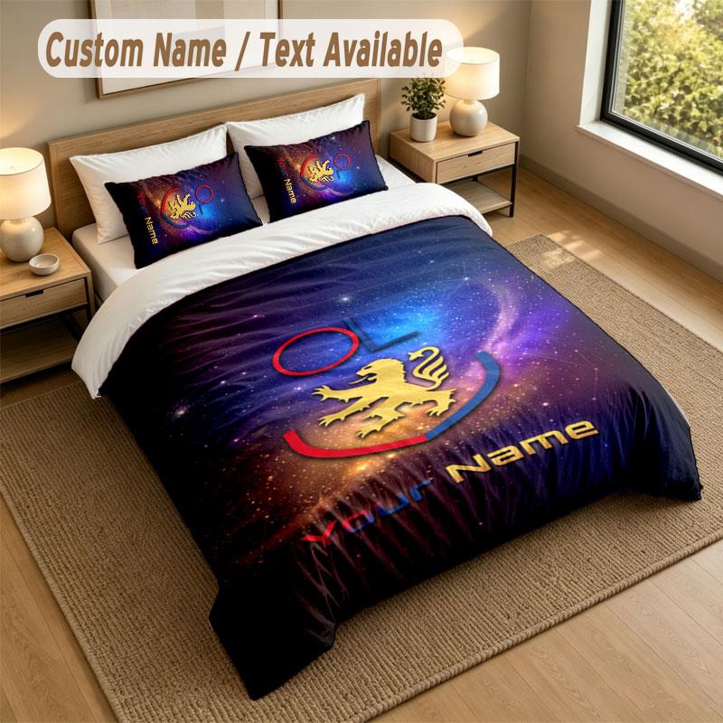 Bedding Set 1 Duvet Cover 2 Pillowcases Lyon FC Print Soft Bed Linen Bedroom Decor