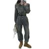 Women's Spring 2026 Hong Kong Retro Denim Jumpsuit - Casual Workwear Style