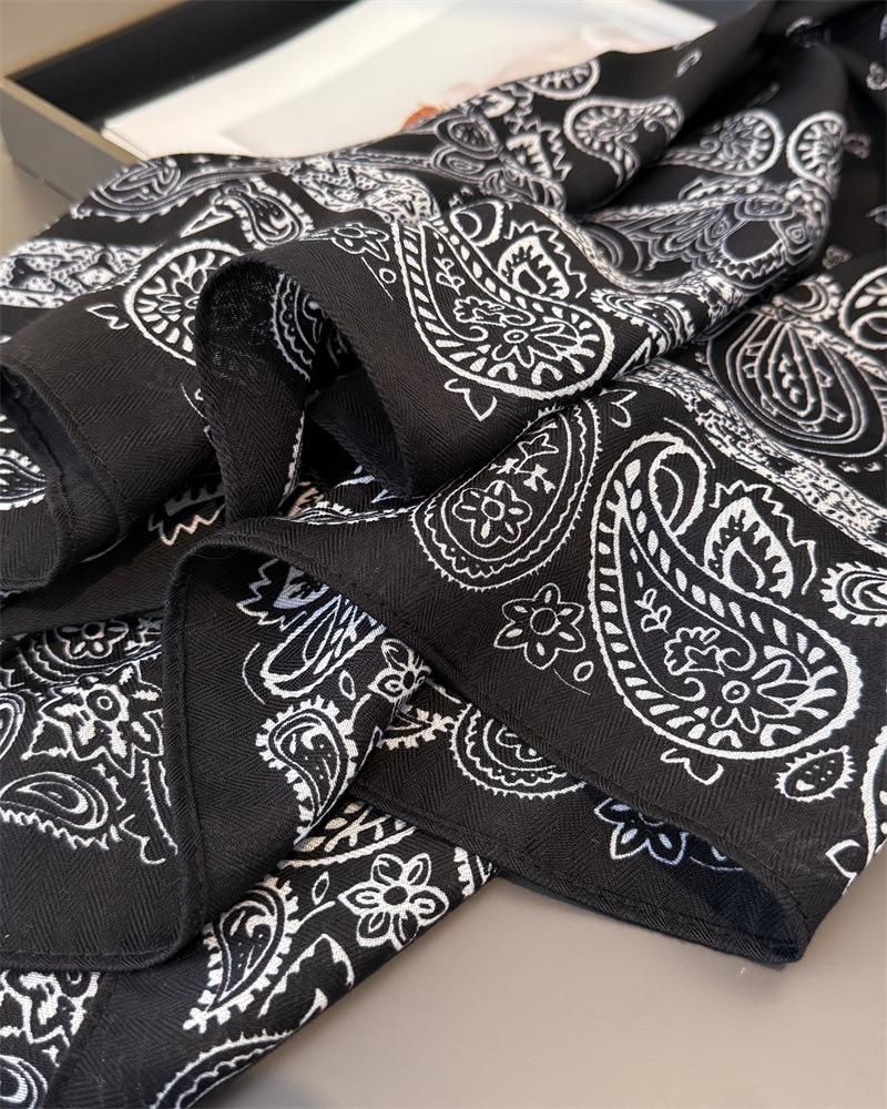 Luxury Cashew Print Hairbands Women Scarf Cotton Linen Feeling Bandana Neck Kerchief Head Bands Foulard Female Scarfs