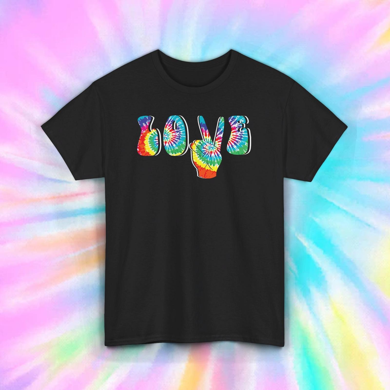 Tie Dye Love Shirt | Hippie Peace Graphic Tee S-5XL | Retro 60s Style Gift M
