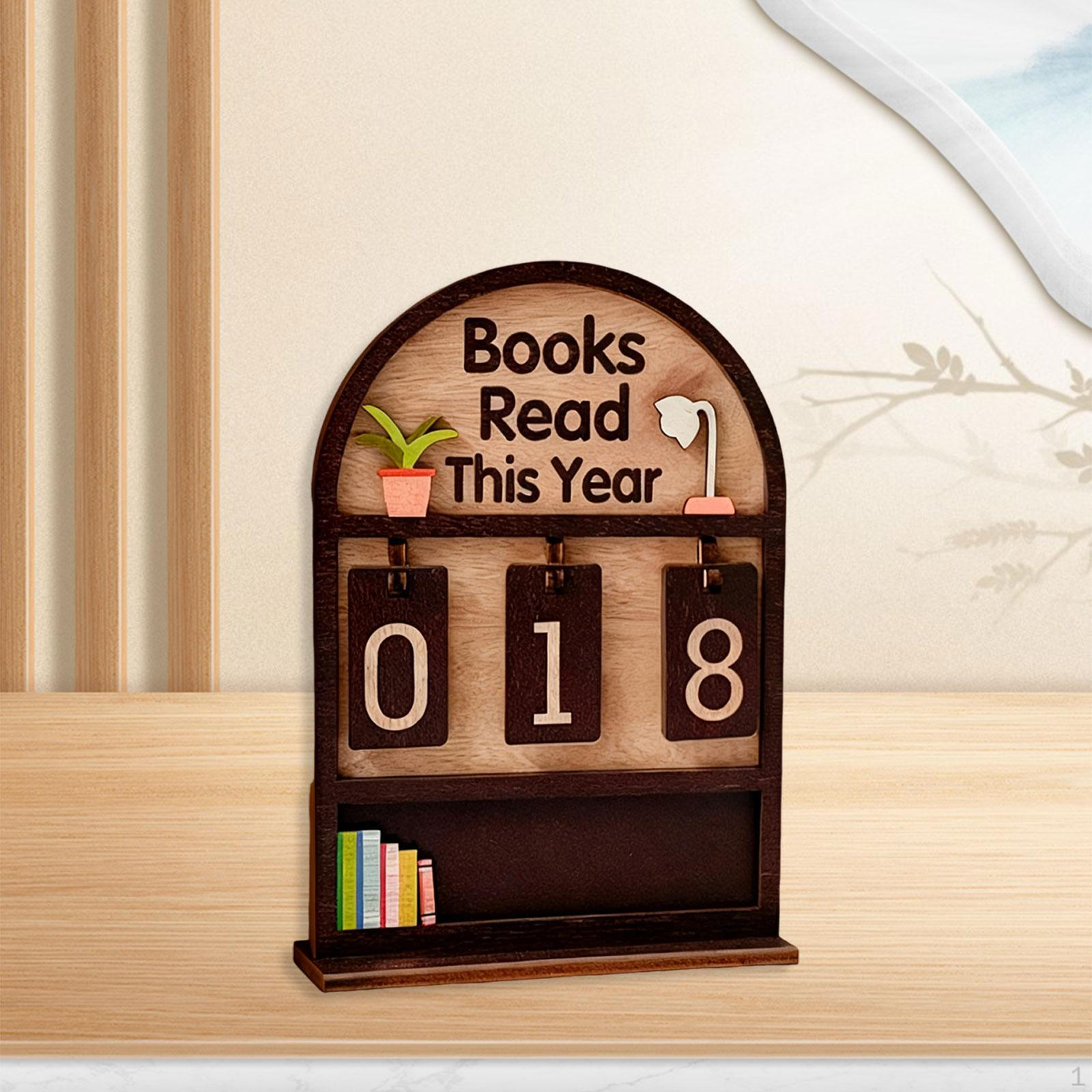 

Book Counter for The Year, Reading Challenge Up to 999 Books, Practical, Made of [material], Coffee Color