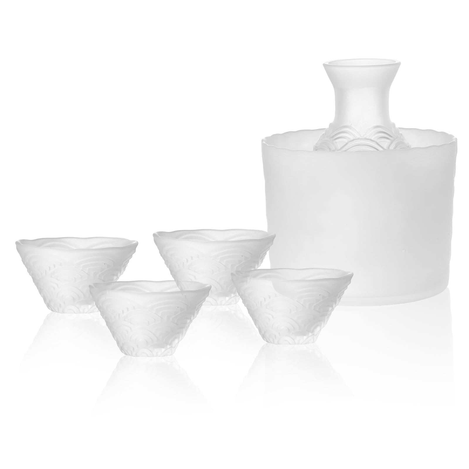 GLASKEY [Recommended for sake lovers] Sake Set (6 pieces): 1 x 310ml sake carafe, 4 x sake cups, 1 x sake carafe. Made of heat-resistant glass, microw