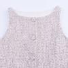 Kaslead New Women clothes Western Style Fashion Tweed Sleeveless Vest Half-Length Short dress Set