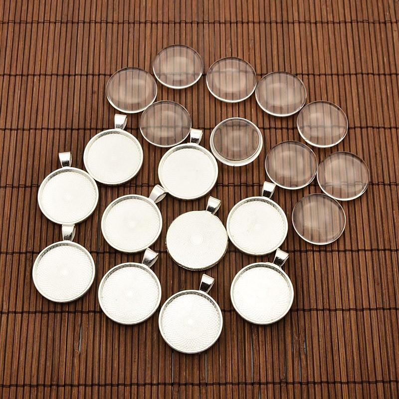 DIY Retro Oval Time Gem Glass Pendant Base Jewelry Accessory