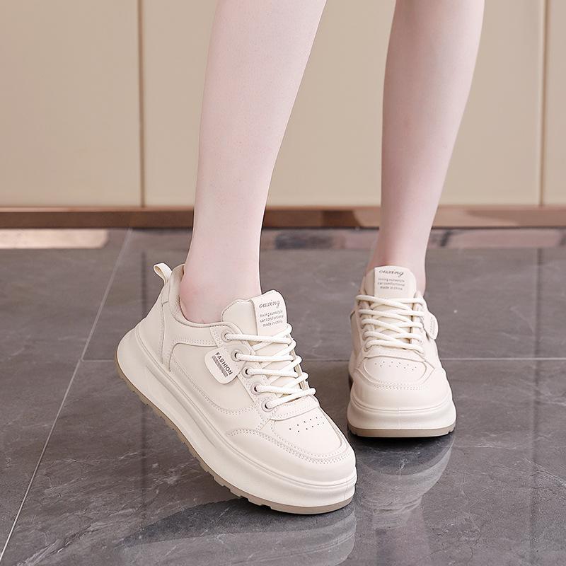 2025 Spring Little White Shoes New Korean Version Ins Female Students Platform Heightening Sports Board Shoes Casual Street Shooting Q5615