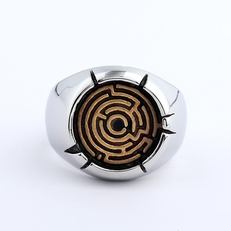 

Vintage Maze Ring Stainless Steel Mens New Design Biker Rock Roll Gothic Punk Wedding Engagement Jewelry Ring OSR530 7