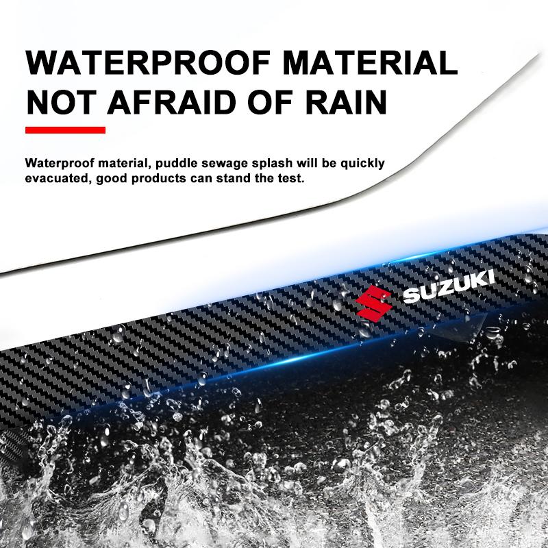 2pcs Carbon Car Door Side Skirt Sill Stripe Sticker Decals Styling For Suzuki Jimny GW250 Samurai Vitara Swift Baleno SX4 Ignis Alto Splash Swace
