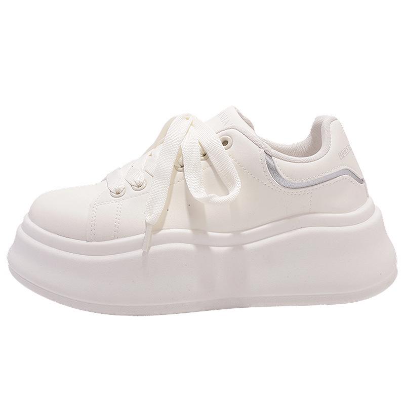 Women's White Thick-Soled Sneakers, Versatile Casual Shoes for Spring and Summer (Model 88-6901)