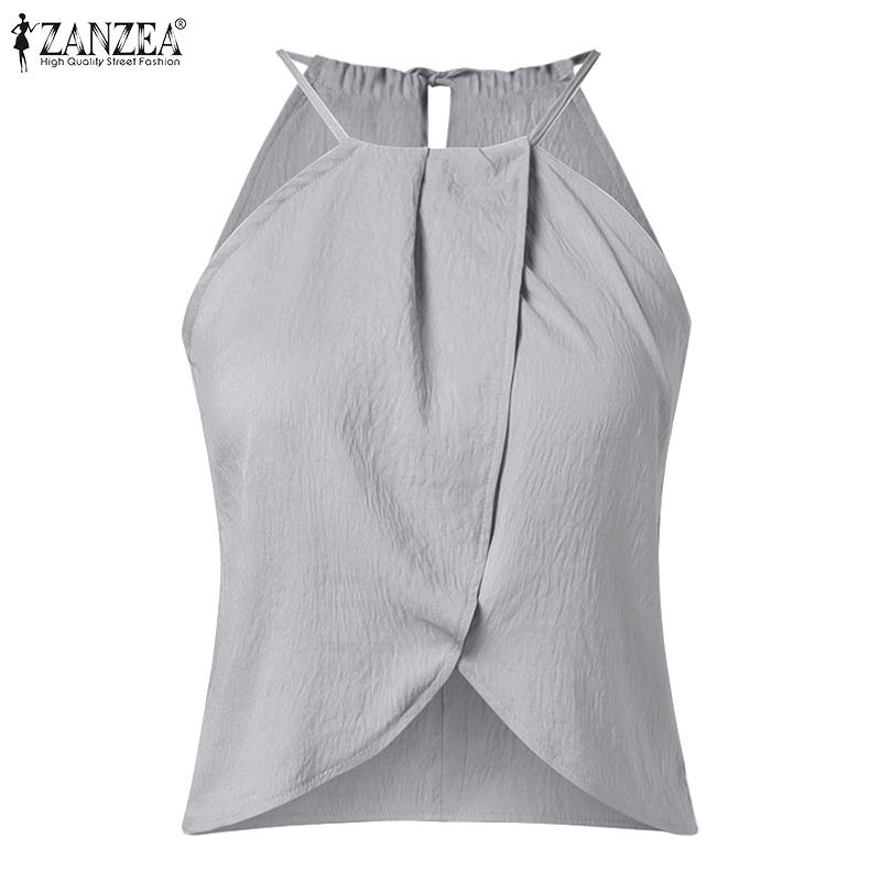 ZANZEA Women Sets Sleeveless Strap Irregular Tank Tops and Casual Pants Suits