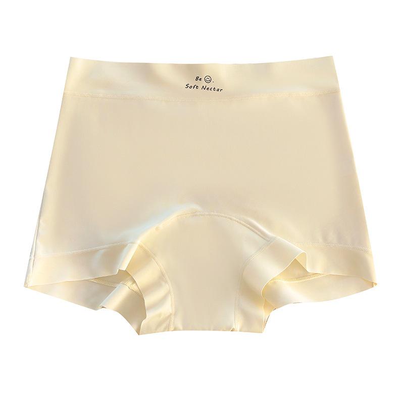 Women's Ice Silk Seamless Mid-Waist Boxer Briefs with Antibacterial Cotton Crotch, Breathable and Extended Fit.