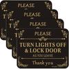 4 PCS Turn Lights off & Lock Door Sign, 5” x 4” Thick Acrylic Self-Adhesive Sign, Ideal for Restaurants, Bars, Hotels, and Airbnb, Easy to tall