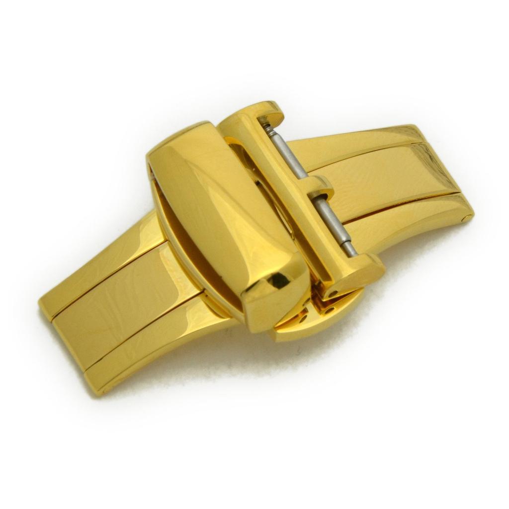CASSIS Watch Strap D-Buckle PBF D-BUCKLE2 16mm Gold Mirror Buckle with Replacement Tool (CAYGM2016)