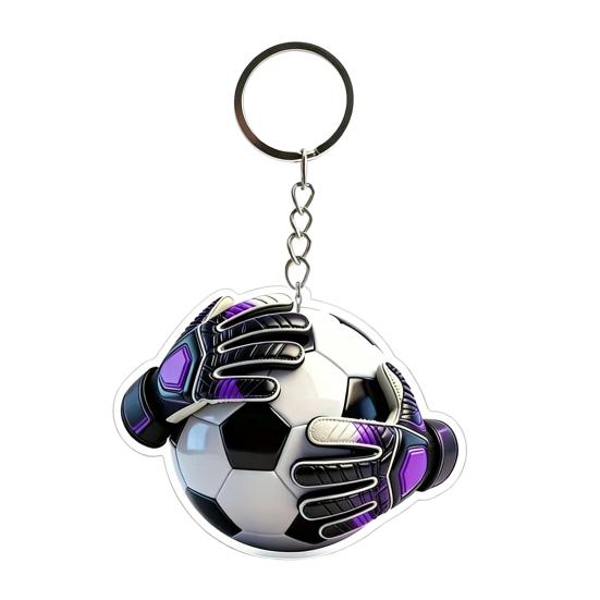 Metal Hanging Ring Keychain Pendant, 2D Acrylic Football Design Clear Pattern Key Ring, Backpack Keys Fan Accessory 7