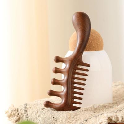 Wide Tooth Meridian Massage Comb Handle Multifunctional Body Meridian Massage Comb Facial Scraping Relaxation Wood Massage Comb
