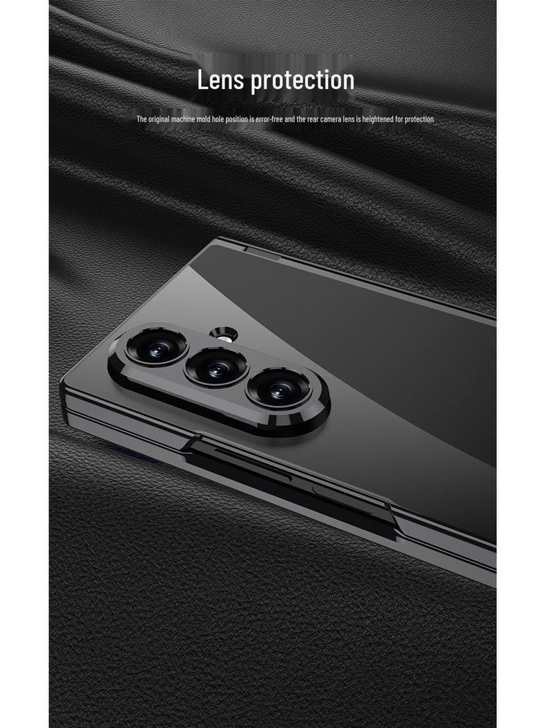 Samsung Z Fold7 Magnetic Hinge Case - Transparent Protective Cover with Triumph Stand