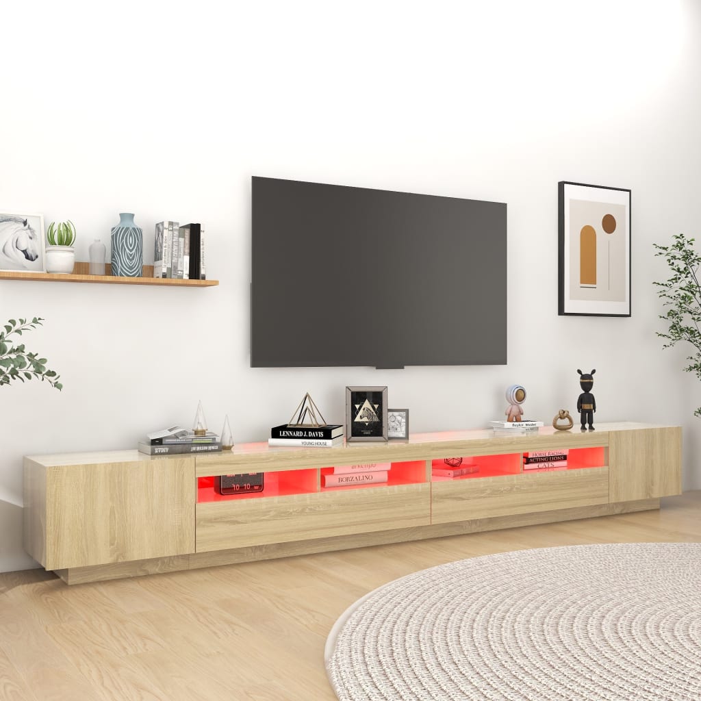 Vidaxl Szafka Pod Tv Z Oświetleniem Led, Dąb Sonoma, 300X35X40 Cm
