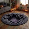 Halloween 3D Illusion Area Rug Rug, Bottomless Hole Round Ghost Spider Scarecrow Print, Soft Texture Decorative Mat Spooky Optical Floor Mat, Non-slip
