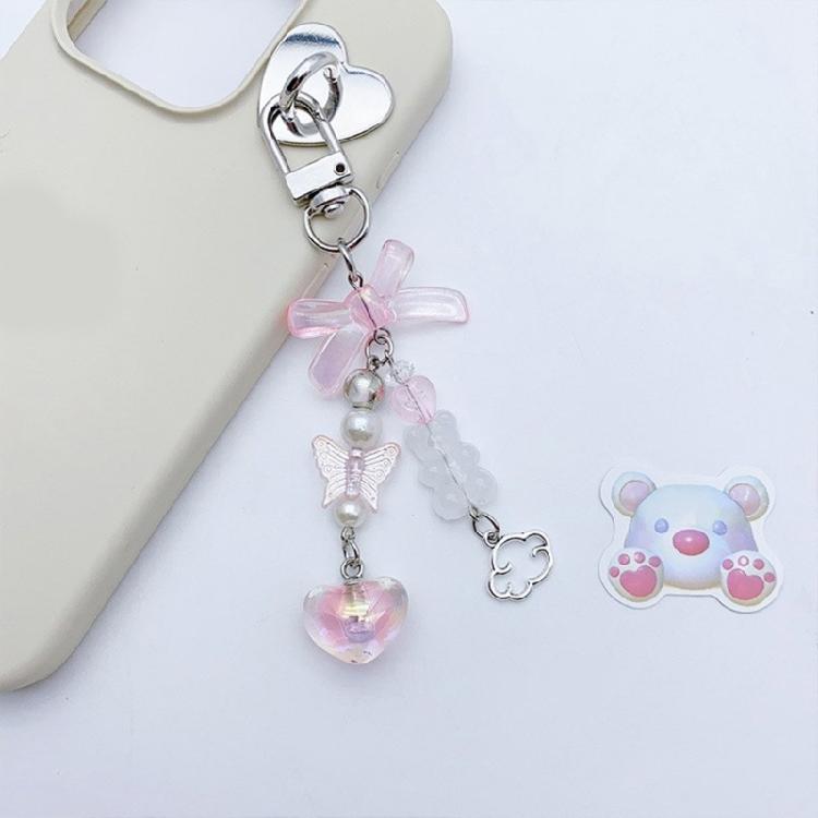 Cute Heart Butterfly Bowknot Charm Pendant Phone Straps Pocket Keychain Strap