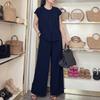 ZANZEA Women Short Sleeve Blouse and Long Pants Summer Casual Two Piece Sets