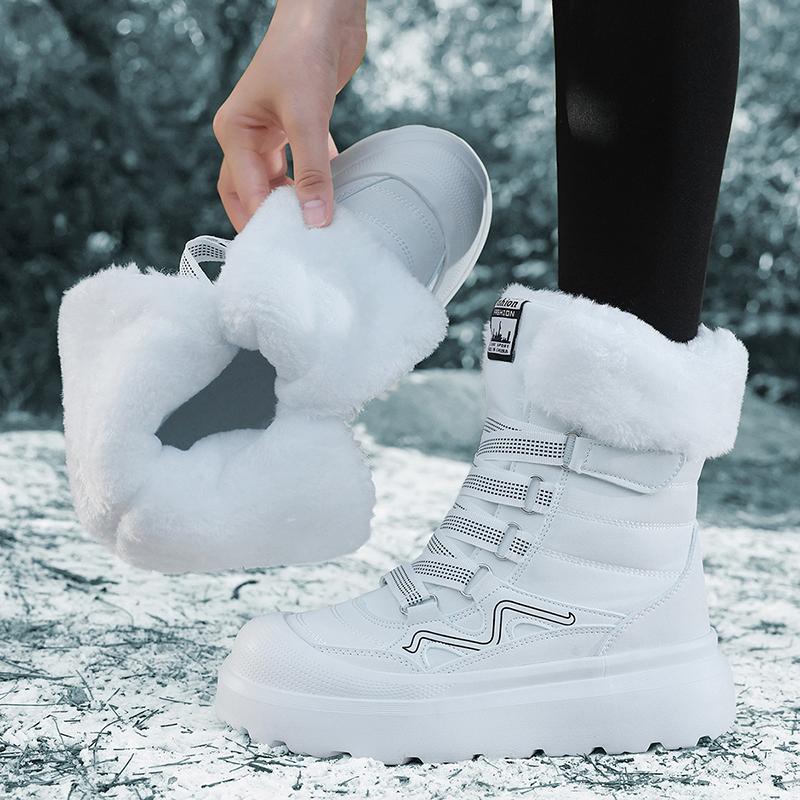 TUINANLE Winter Schneestiefel Damen Baumwollschuhe Verdickte Rutschfeste Plüsch-Knöchelstiefel Weiche Sohle Warme Outdoor-Schuhe