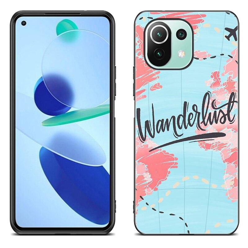 Lustige Reisekarte Telefonhülle für Xiaomi Mi 11 Lite NE 11i 10T 11T Pro A2 A3 Lite POCO F3 M3 M4 C31 X3 Pro NFC GT Schwarze Softcover