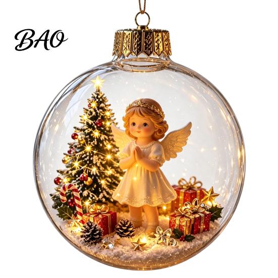Personalisierte Weihnachtsgeschenkideen Beleuchtete Kugeln, 3D-Miniatur-Szene zum Aufhängen mit warmem LED-Licht, Einzigartige Souvenir-Geschenke, Klares Acryl