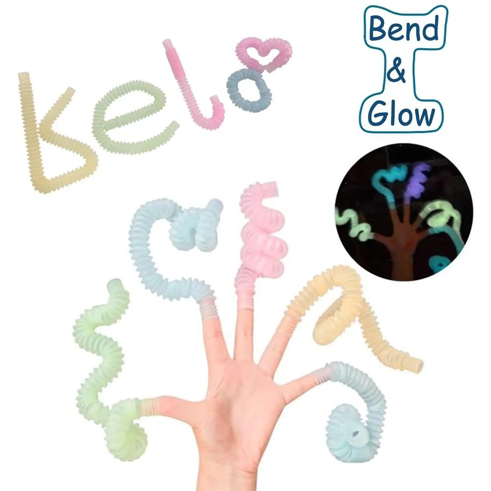 6 Stück Leuchtende Pop Tube Fidget Toys Stretch-Röhre Sensorisches Spielzeug Biegen Bauen Verbinden Spielzeug Für Kind Mädchen Junge Stress Autismus ADHS Angst