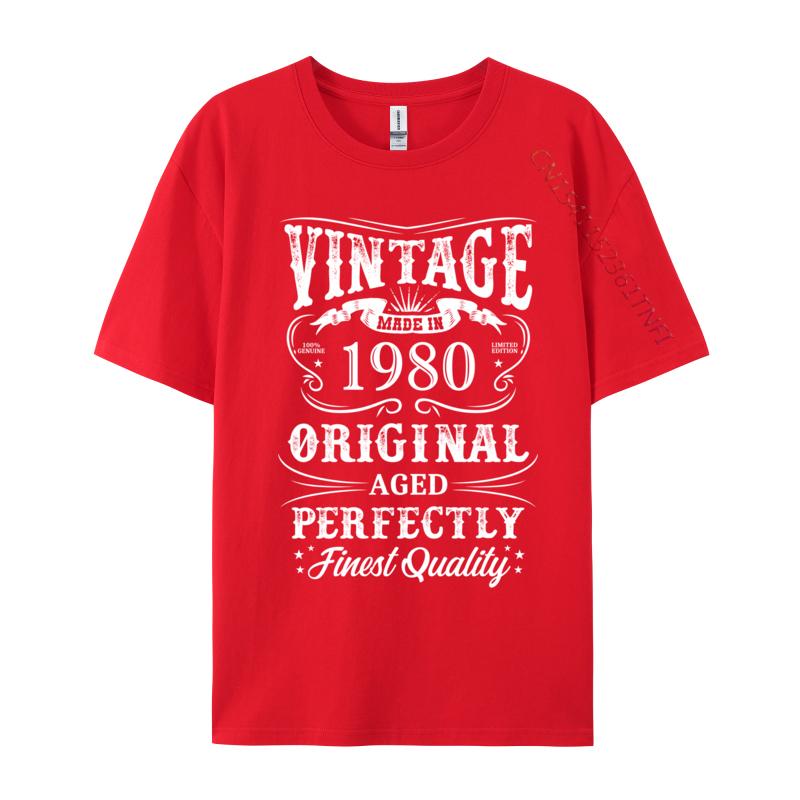 Men's T-Shirt 1980 Original Birth Year Vintage Made In 1980 T-shirts Fitness Tight Tees New Arrival Print Slim Fit Tops Shirt