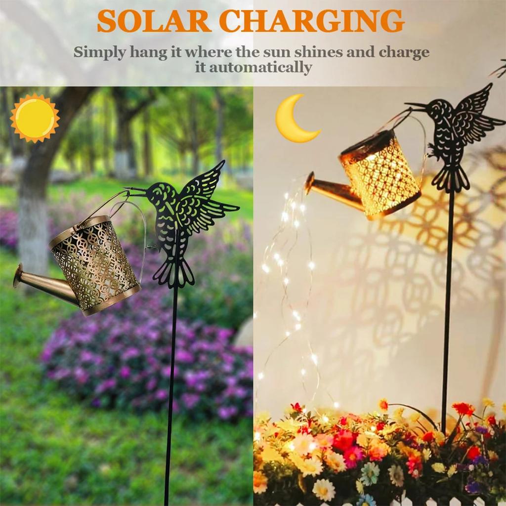 Led Solar Watering Can Light Outdoor Hanging Lights Night Plug Profile Waterproof Iron Walkway Decoration Patio Pathway Lighting