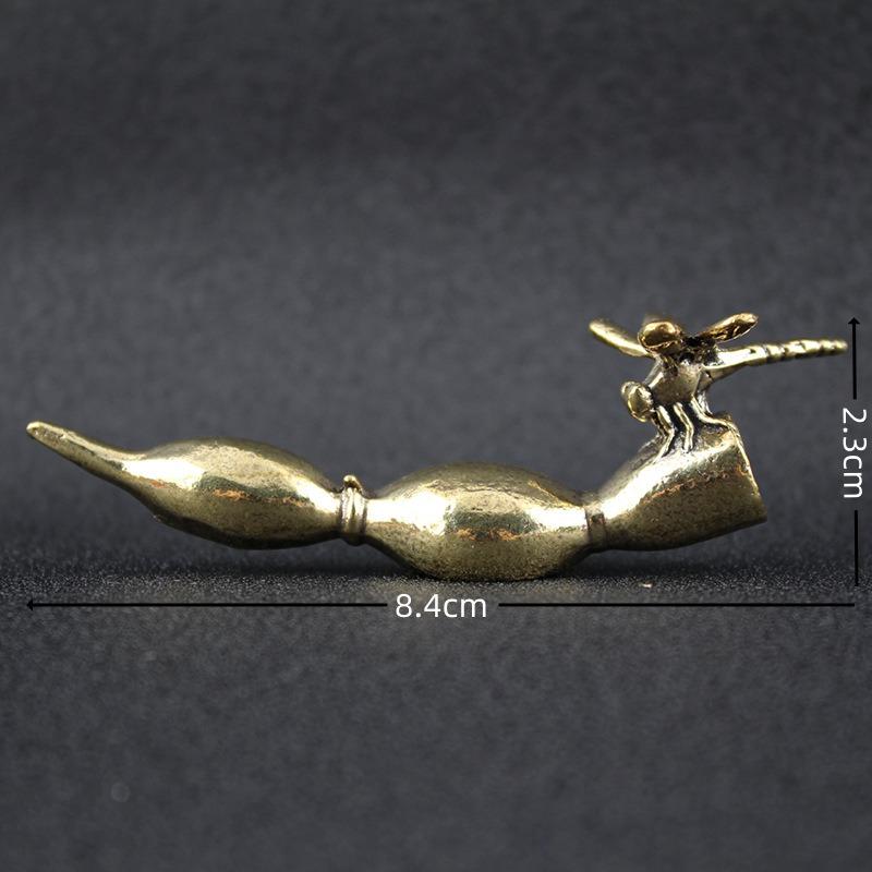 Vintage mosazná figurka vážky - Dekorace na stůl domova a kanceláře ve starožitném stylu, Kreativní čajové zvířátko pro sběratele