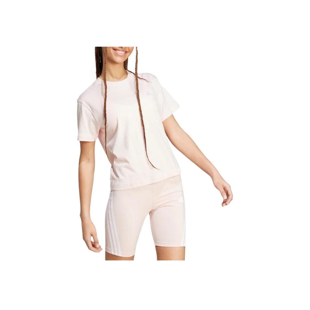 Adidas Rundhals Unifarben Schlank geschnitten Kurzarm T-Shirt Damen Oberteile Rosa JH3694