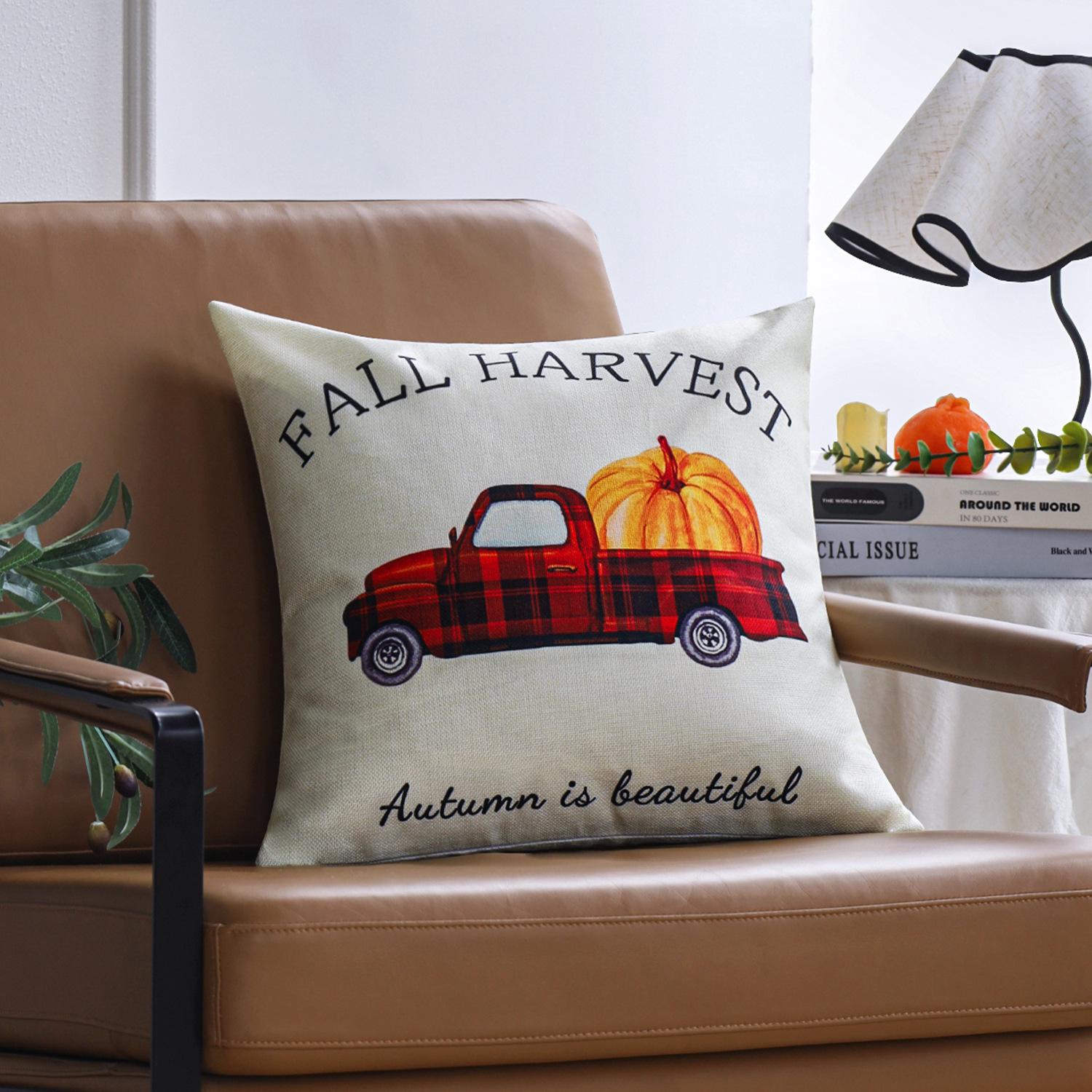 

Halloween Pillow Case Home Holiday Decoration Sofa Cushion Living Room Pumpkin Letter Print Pillow Cushion 45 * 45Cm [Pillowcase only]