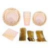 70Pcs Party Paper Plates Food Grade Materials Easily Use Save Time Elegant Golden Disposable Dinnerware Set for