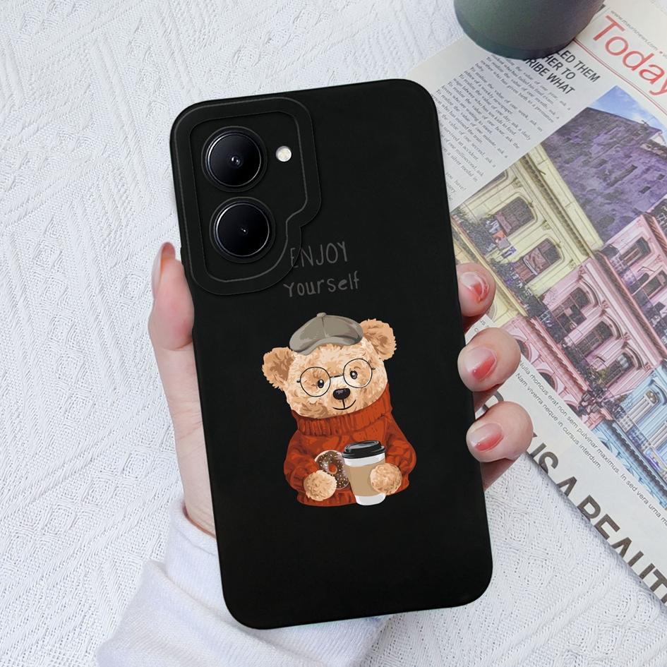 For OPPO Realme Realme GT Neo2 3 5 C30 C31 C33 C35 Case Cover Cute Fashion Bear Protective Soft Liquid Silicone For Realme C11 C12 C20 Funda Bumper