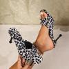 Fashion Female Shoes On Sale 2024 New Open Toe Women's Slippers Summer Bow Tie Leopard Print Sexy Dress Stilettos or Thin Heels Slippers