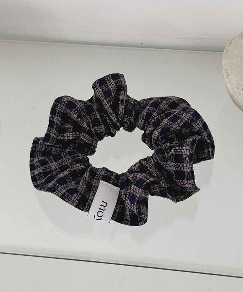 Moyora Mini Check Hair Scrunchie [Navy]