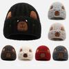 Simple Luxurious Bear Beanie Cute Plush Felt Hat High-quality Warm Hat Thickened Earmuffs Slimming Face Cute Cartoon Animals Hat