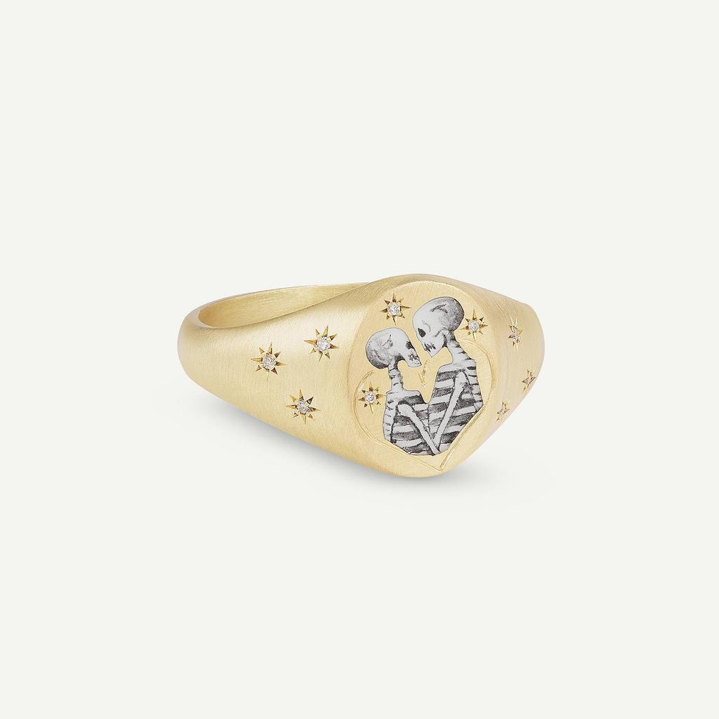 Titanium Steel Fashion Light Luxury Painted Seal Statement Ring Butterfly Love Rabbit Flower Personality Design Sense 18K